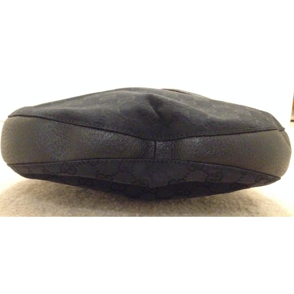 Auth New Never Used Gucci black GG LOGO canvas silver HW shoulder bucket bag - Picture 5 of 15